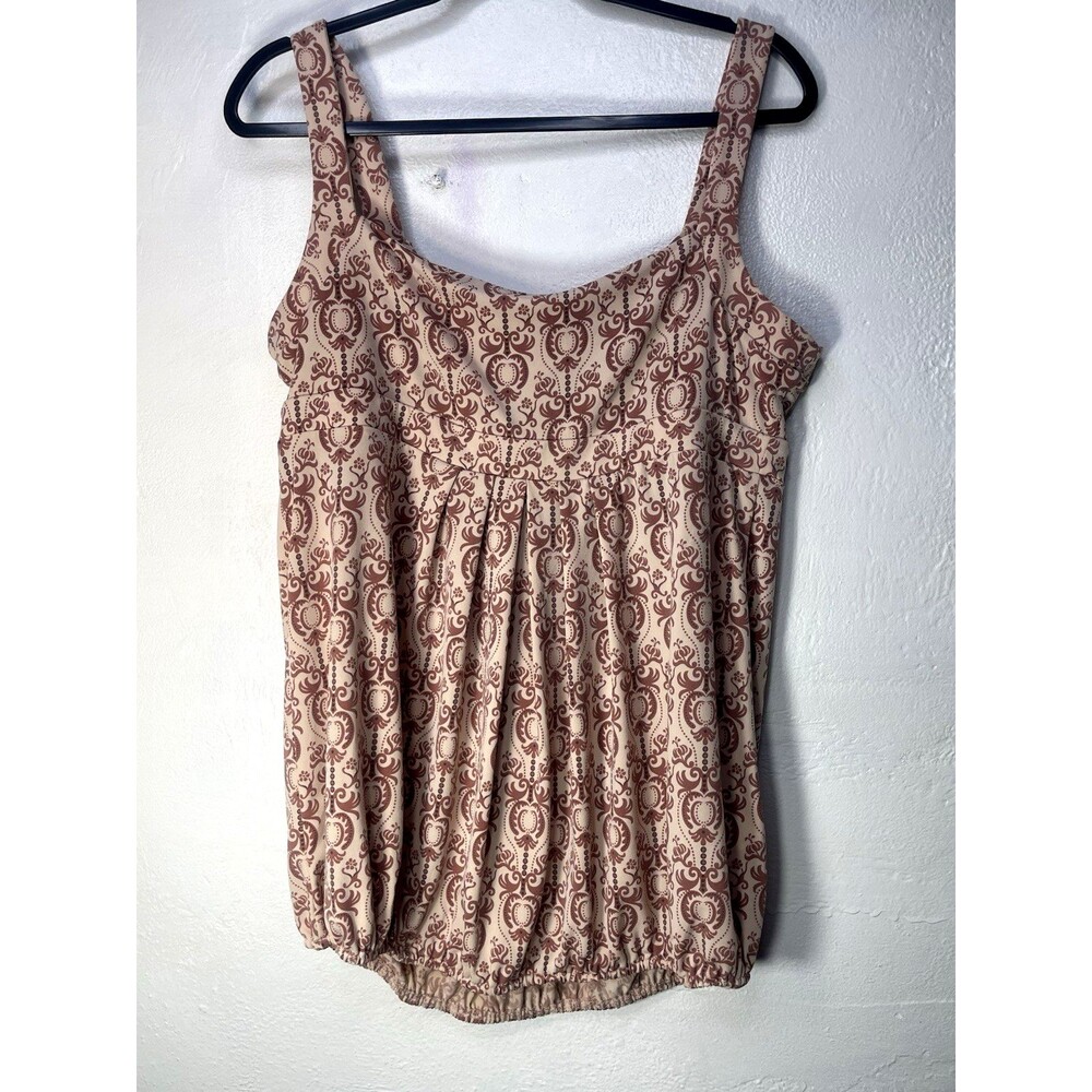 To the Max Womens Top Size L Beige Brown paisley tank top empire waist boho y2k